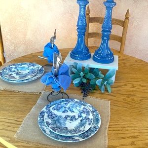 Pier 1 Blue Vineyard plate sets/ vintage silver.